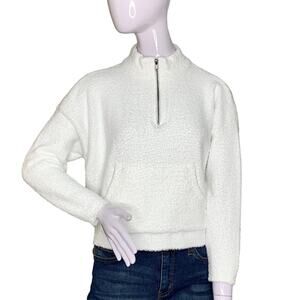RDI NWT Nordstrom Sweatshirt Front Patch Pocket White Size S Super Soft